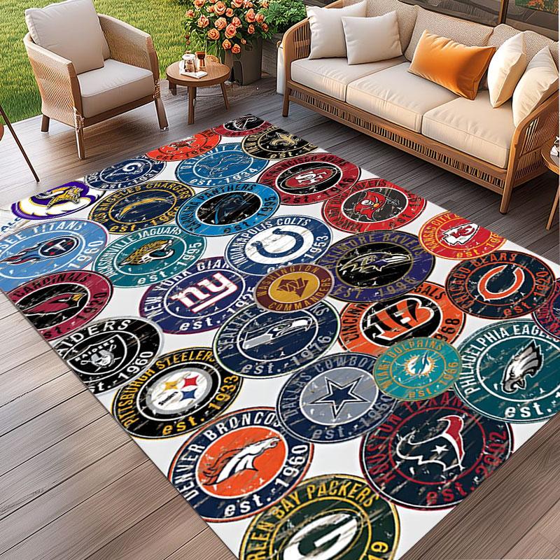 NFL Print Rug, Washable Floor Carpet, For Entryway Dorm Laundry Room Office Study, Home Decor Birthday Christmas Gift