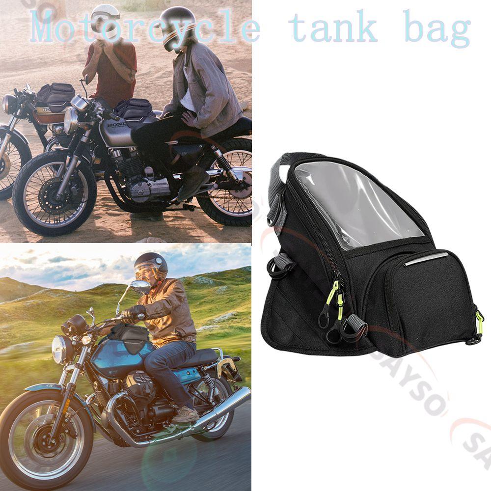 Motorcycle Tank Bag, Water Resistant with Super Strong Magnetic Gas Oil Fuel Tank Bag Black Bigger Window for Honda Yamaha
