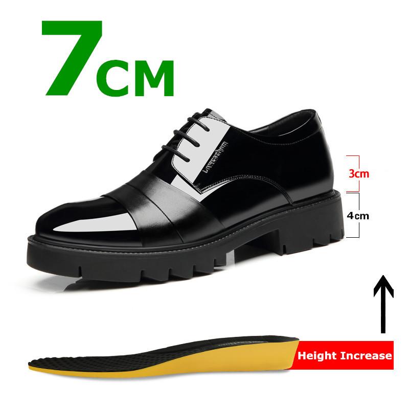 Man Patent PU Leather Splicing Men Elevator Shoes 4/7/9 CM Height Increase Lift Men Formal Oxford Shoes for Business Wedding