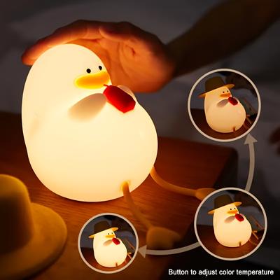 1ks, Happy Duck silikonové noční světlo, USB dobíjecí světlo, dárek k Valentýnu/narozeninám/svátkům, osvětlení domova/ložnice/venkovní dekorace