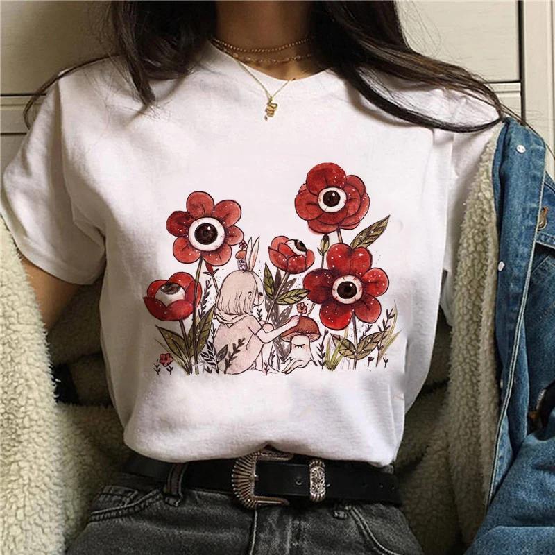 Harajuku casual women's T-shirt summer cartoon women's mushroom pattern women's T-shirt Harajuku street wear T-shirt