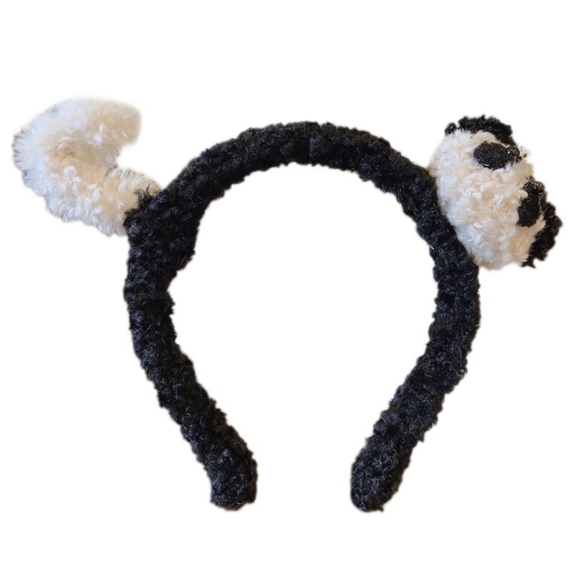 Plüsch-Panda-Form Haarspange/Haargummi/Stirnband Weihnachten Karneval Haargummi für Damen Teenager beim Fotografieren Rutschfest