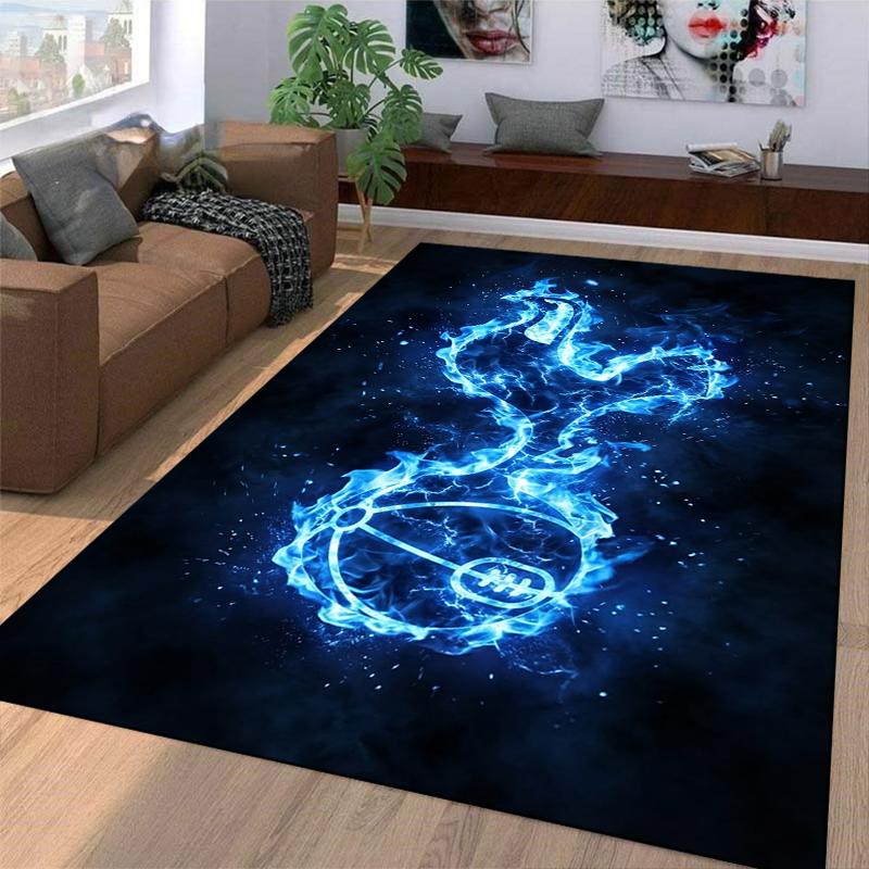 "Blue Flame Soccer Ball Pattern Carpet for Bedroom or Living Room" Suitable for use as an anti-slip for living room bedroom sofas