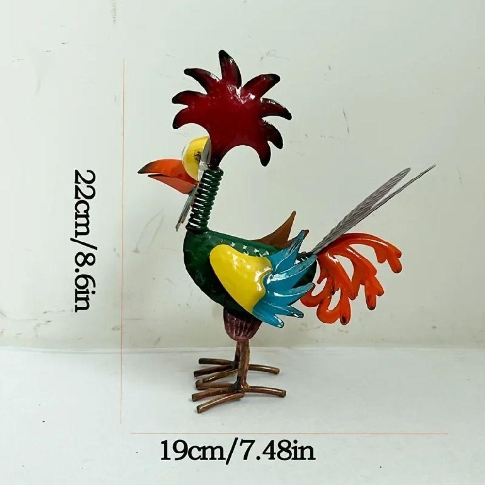 Yard Art Garden Rooster Statues Iron Cockerel Figurines Creative Chicken Sculpture  Lawn