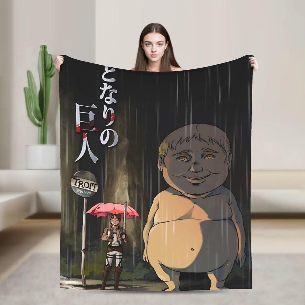 Attack On Titan Eren Anime Cartoon Knitted Blankets Fighter Wool Throw Blanket Home Print Lightweight Bedspreads Multi-function