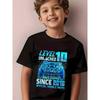 Taglie Europee T-shirt Estiva a Maniche Corte per Bambini, Top con Stampa Cartone Animato per Ragazzi, Caratterizzato da un Design Carino, Adatto per Uscite e Quotidiano
