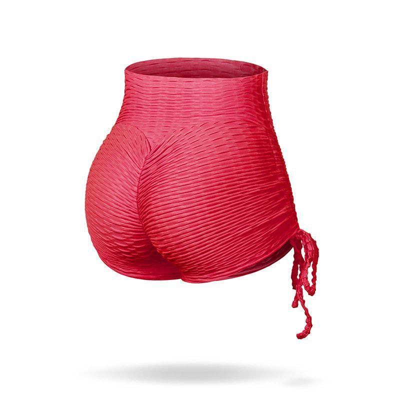 

Amazon Cross-Border Jacquard Bubble Yoga Shorts Fashion Fitness Hip Lifting Sport Shorts Sexy Yoga Pants Women Red XL