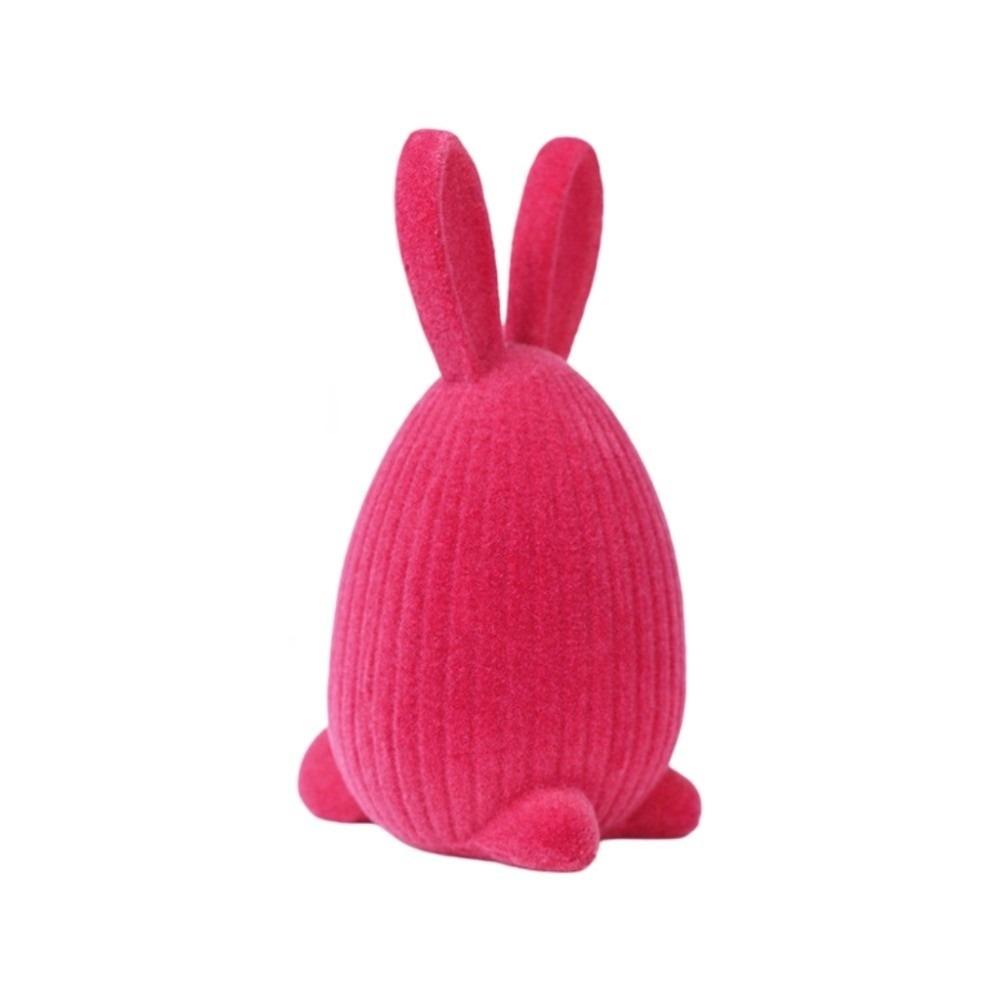 Creative Flocking Easter Bunny Ornament Resin Easter Decor Easter Egg Decoration  Home Decoration