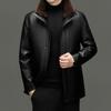 Winter Genuine Leather Jacket for Men, Mid-length Velvet Sheepskin Top, Middle-aged Dad's Warm Windproof Jacket