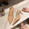Fashion Summer Women Shoes Pointed Toe Thin Heel Women Sandals Genuine Leather Shoes for Women Slingback Elegant High Heels Party Shoes