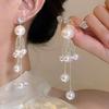 French Retro Pearl  Bow Tassel Dangle Earrings For Women  Elegant Tassel Jewelry Party Gifts