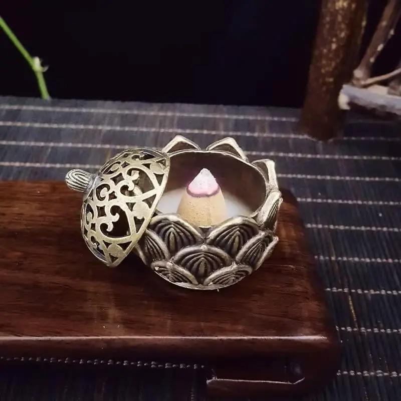 1pc Lotus Incense Holder Small Cone Burner Mini Asian Style Zen Decor Elegant Gift for Home