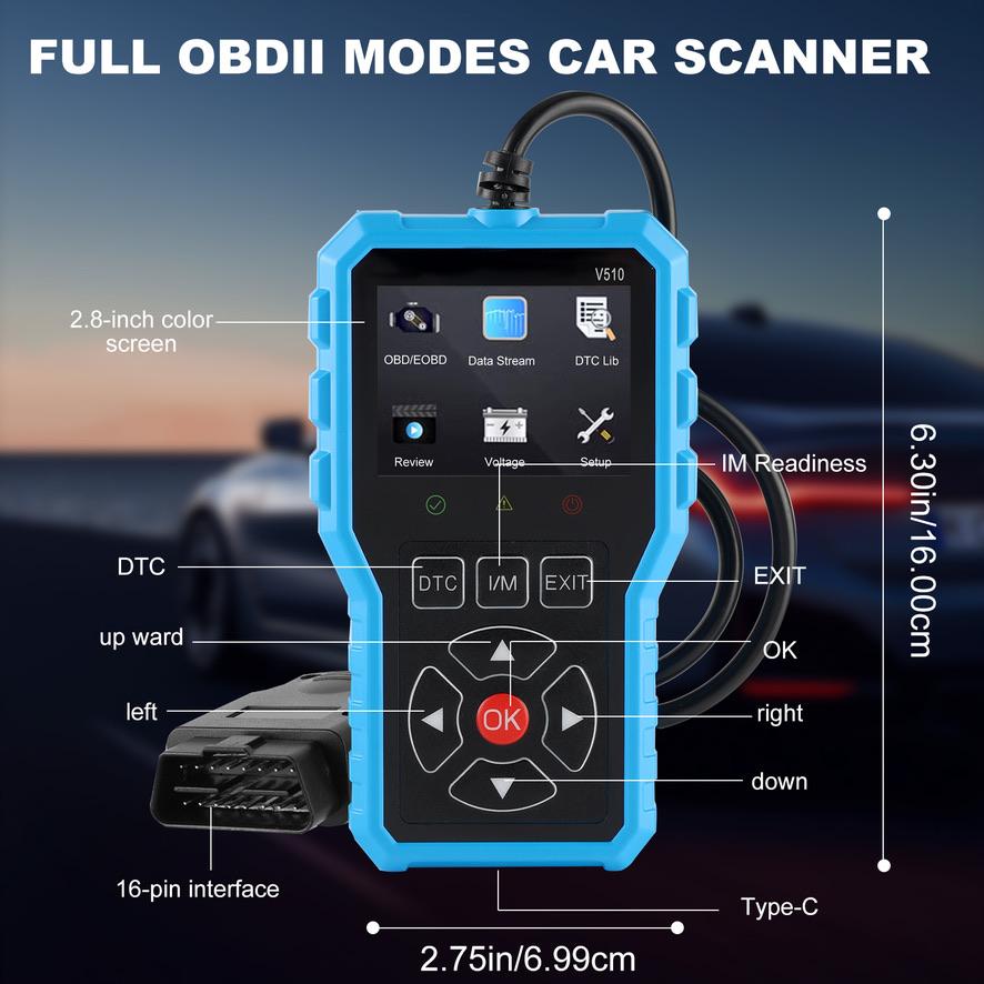 V510 OBD2 Diagnostic Scanner Auto Car Code Reader And Scanner Vehicles' Health Inspection Tool