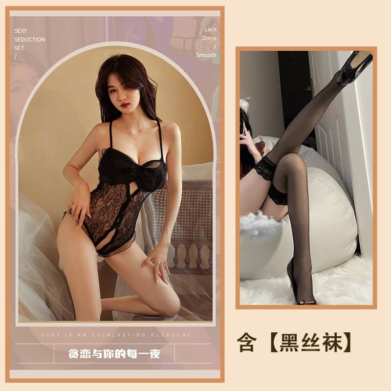 New sexy women's pajamas lace free suspenders bow onesie pure desire style hot suit