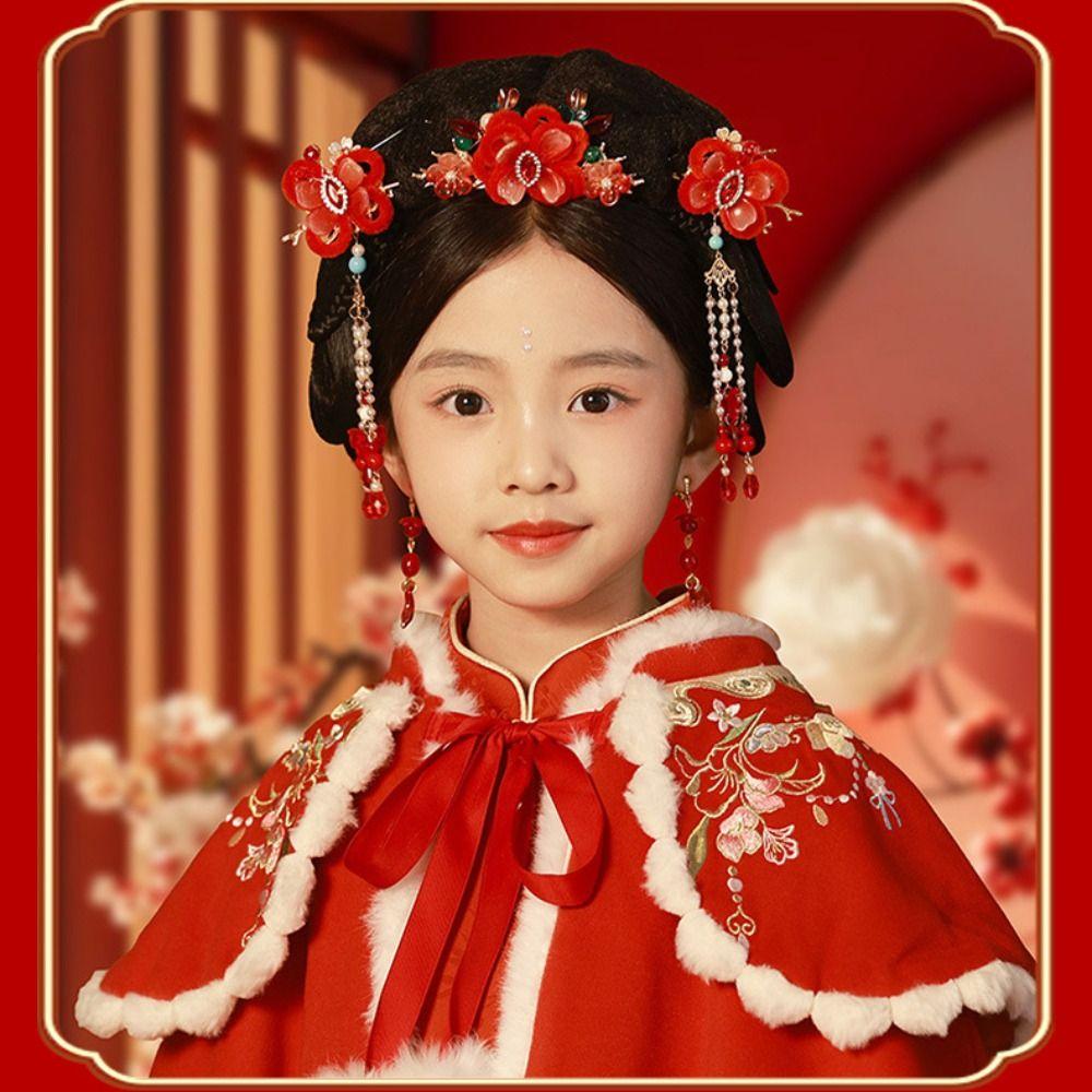 Tassel Chinese Style Hairpin Set New Year Flower Hair Comb Hanfu Hair Stick  Girl Hair Accessories