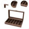 Eyeglass Display Box Eyewear Holder PU Leather Glass Lid Wood Eyeglasses Storage Glasses