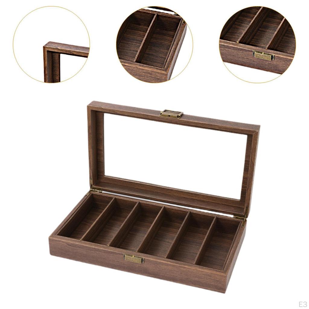 Eyeglass Display Box Eyewear Holder PU Leather Glass Lid Wood Eyeglasses Storage Glasses