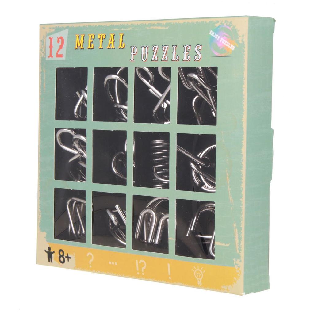 12-Piece Metal Puzzle Set: Nine-Link Unlocking & Unbuttoning Educational Toy for Kids & Adults
