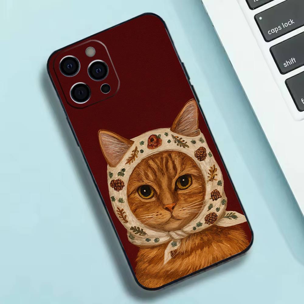 Cute Cat Couple Patterns Phone Case Silicone Soft For IPhone 17 16 15 14 13 12 11 X XR Plus Pro Max Plus