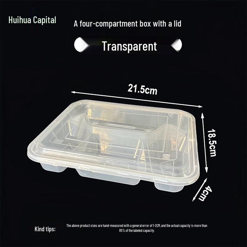 HUIHUADU Disposable Bento Takeout Containers with Lids, 50-Pack