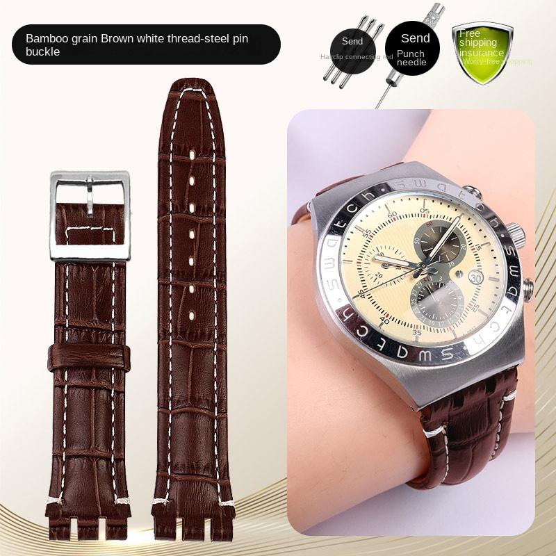 For swatch YCS YAS YGS series watch band 17mm 19mm genuine leather Wrist Strap Women men watch strap belt bracelet accessories