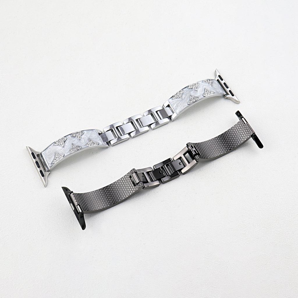Rhinestone Leaves Metal Strap for Apple Watch 10 46mm/Ultra 2/Ultra 49mm/9 8 7 45mm/SE (2023) SE (2022) SE 6 5 4 44mm/3 2 1 42mm