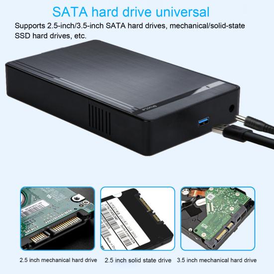 Set Data Storage ABS Enclosure 2.5/3.5 Inch HDD Driver-free Smart Sleep Hard Disk Case