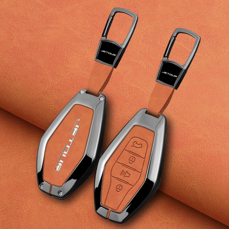 For Chery Jietu X70 X70Plus X70M X90Plus X95Pro Key Case Car Remote Key Fob Zinc Alloy Leather Protective Case Car Accessories