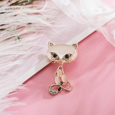 Vintage Cat Design Brooches  Cute Animal  Opal Brooch