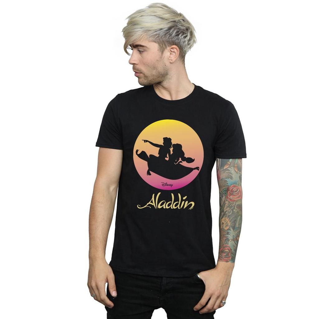 Disney Herren Aladdin Fliegender Sonnenuntergang T-Shirt