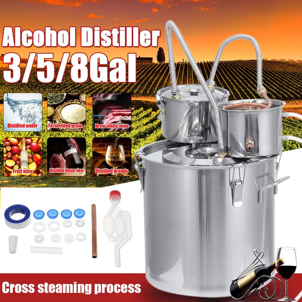 12/20/30L Home Distiller Alambic Moonshine Alcohol 3pot Still Stainless Copper DIY Brew Water Wine Essential Oil Brewing Kit