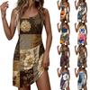 Robe d'été décontractée tendance pour femme, imprimée, à col rond, sans manches, style rétro