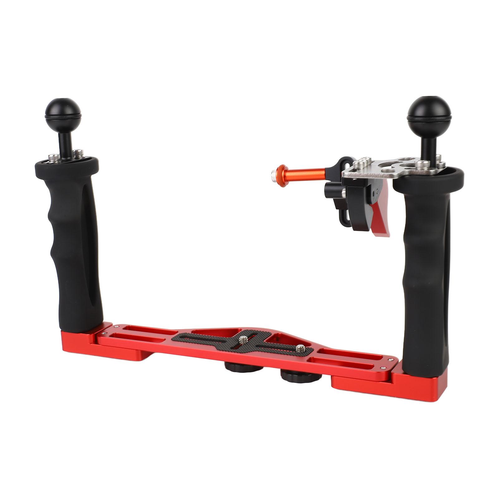 

Dual Handle Camera Diving Rig Adjustable Handheld Underwater Tray Stabilizer Rig with Shutter Release Lever for DSLR красный