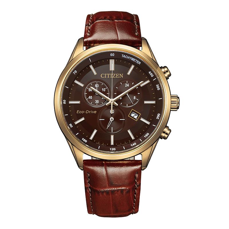 CITIZEN Light Powered Quartz Movement Cow Leather Strap Watch Men s Watches Coffee Watch Dial AT2573-07X AT2573-07X