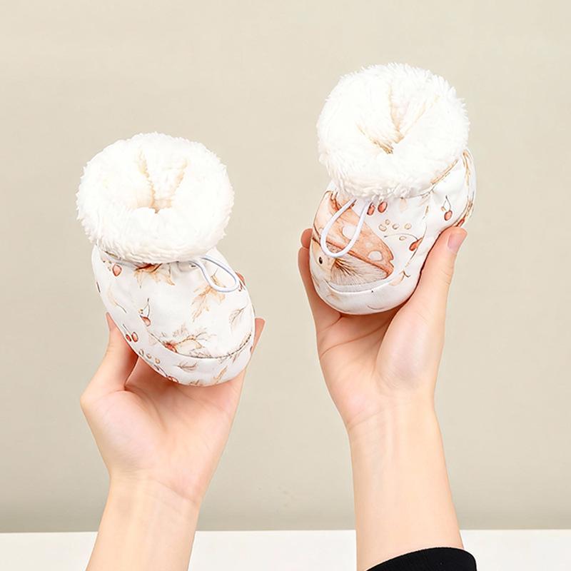 Non-Slip Fleece Baby Shoes for 0-1 Year Old Boys & Girls, Pre-Walking Foot Covers, 6-12 Months