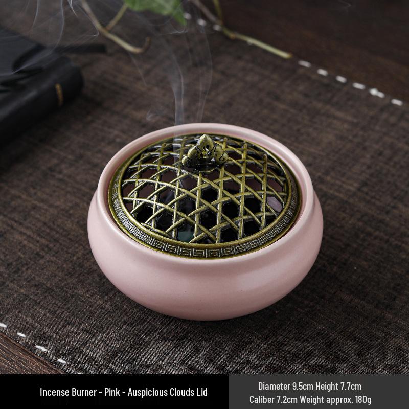 Jingdezhen Celadon Ceramic Three-Legged Small Incense Burner with Ice Crack Glaze and Anti-Scald Lid.