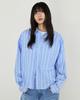 Diaendeukweseucheon Stripe Crop Shirt / Light Blue