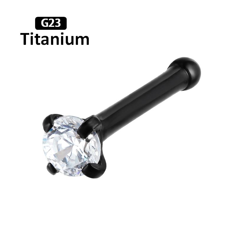 1PC 20G Nose Stud Multi Styles G23 Titanium 2mm Zircon 6.5mm Hook Bar Pin Ear Stud Earring Nose Lip Piercing Body Jewelry Labret