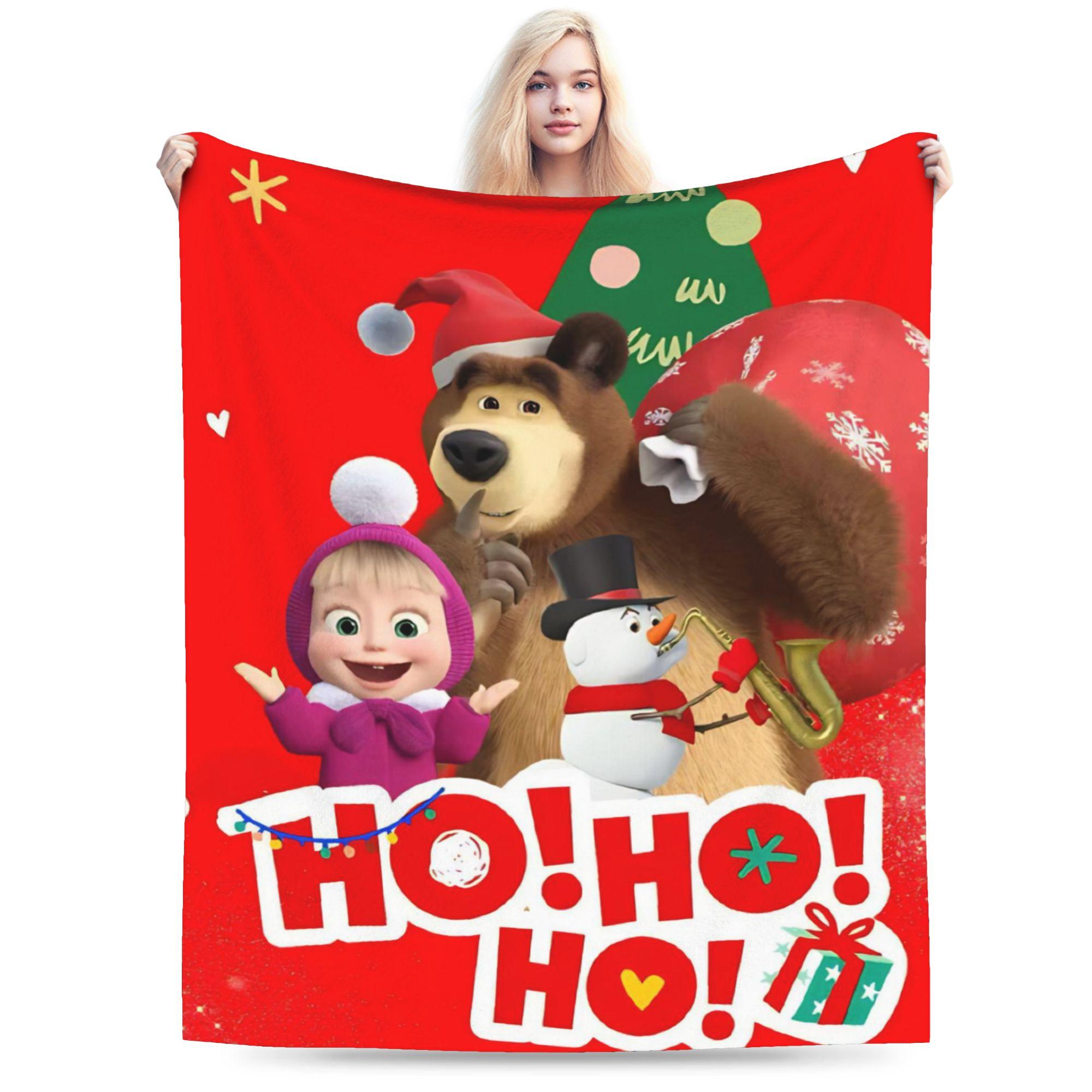 

M-Masha and The Bears Super Soft Blanket Boy Girl Plush Bedding Throws Graphic Couch Bed Flannel Bedspread Sofa Bed Cover 75cmx90cm
