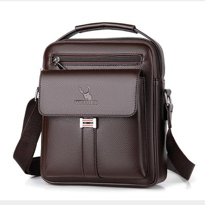 Mens Vintage Fashion Sling Bag Large Capacity Cross Body Bag Pu Leather Messenger Bag Durable One Shoulder Bag with Handle