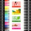 24-color Double-headed Black Pen Marker, Sketch Book and Painting Pen Set, Fine Tip and Wide Tip Design, Two-in-one Professional Art Supplies