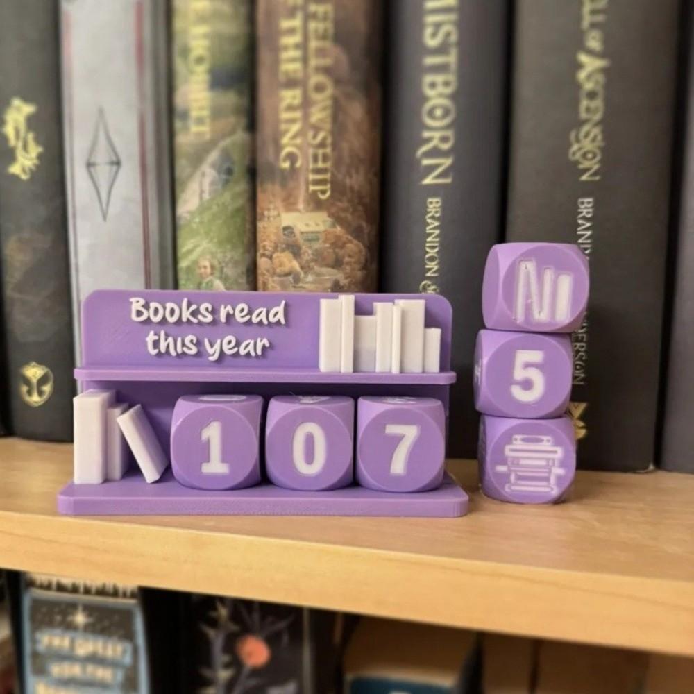 3D Printed 3D Book Read Counter Books Read This Year Sign Manual Counter Book Tracker Book Lover Sign Bookshelf Decor