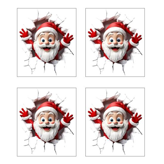 1/2/4 Stück Weihnachts-Wandaufkleber Weihnachtsmann-Design Einfach anzubringen Feiertagsaufkleber Wasserdicht Feuchtigkeitsbeständig Festliche Dekoration