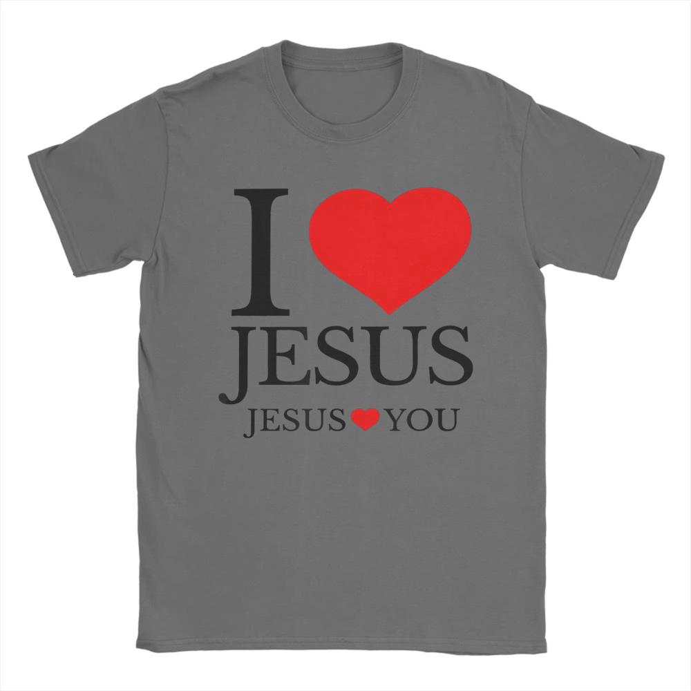 I LOVE JESUS JESUS LOVES YOU CHRISTIAN T Shirts Summer Funny T Shirts Cotton Hipster Tee Shirt for Men Short Sleeves Casual Tees
