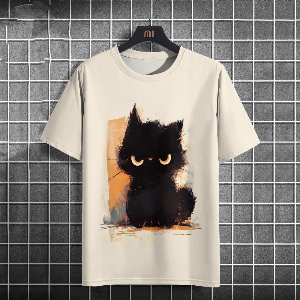 Fashion Summer Animal Cute Cat 3D Print T-Shirts Streetwear Men Casual Oversized O-Neck Short Sleeved T Shirt Tops Clothing