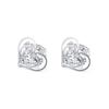 JUSTOP Korean Style Double Heart Zircon Rhinestone Earrings with Hollow Design