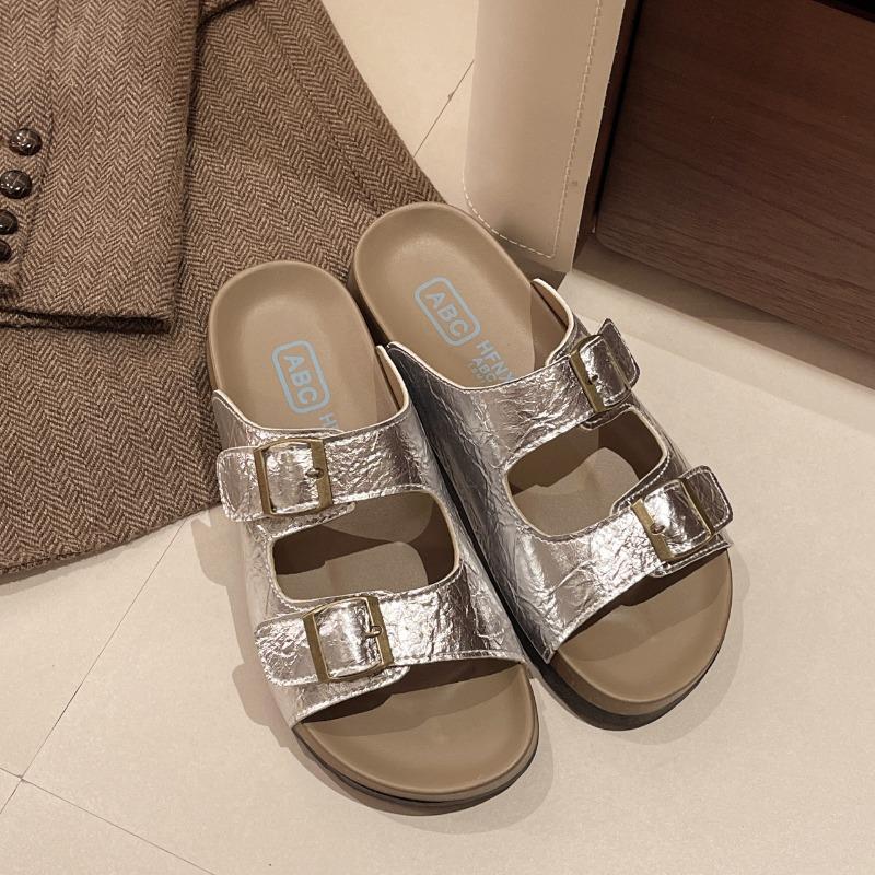 Thick-soled slippers women's summer wear new retro casual beach one-word cool slippers