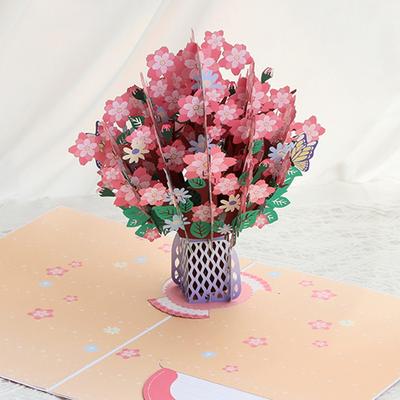 Kytice papírových květin Karta Kytice věčných květin 3D Pop-up přáníčka k Valentýnu Promoci
