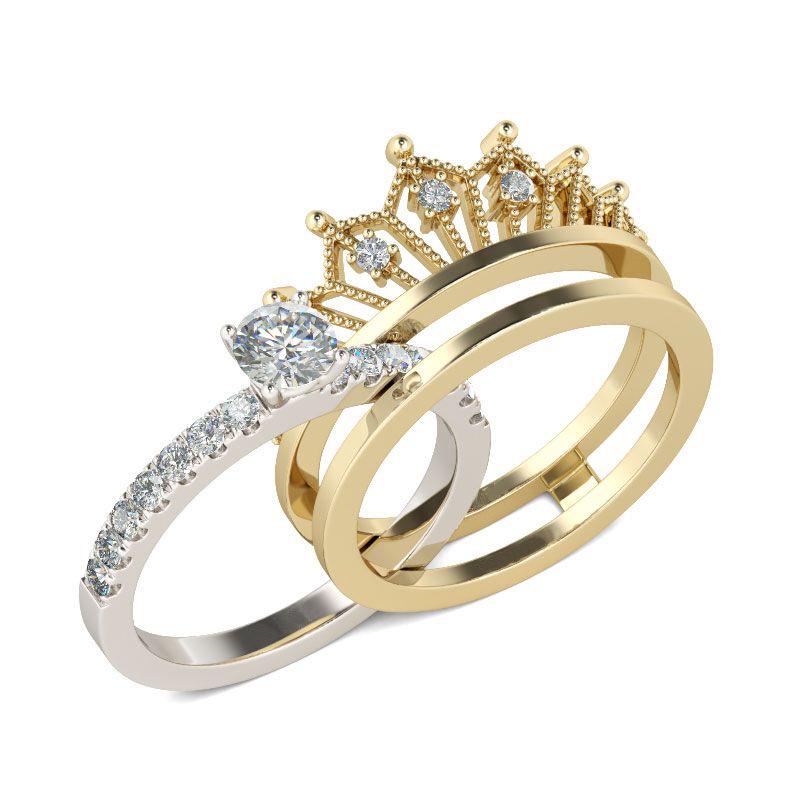 

Набор женских колец Hecheng Detachable Crown с микроинкрустацией цирконием Size 11