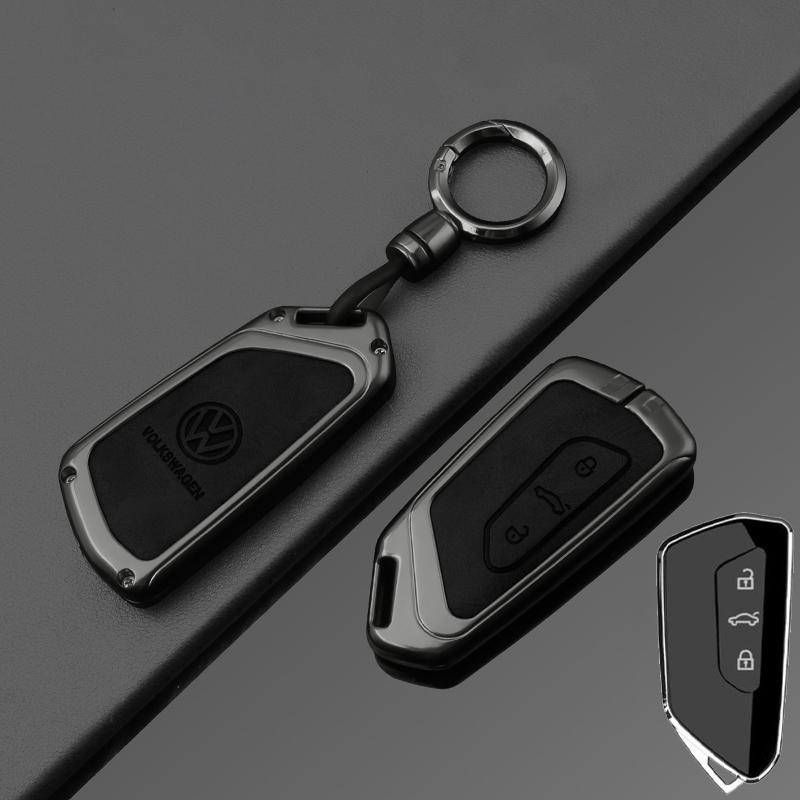 T25Fashion New Double-sided Leather Car Key Case Cover Shell Protection Auto Styling Accessories For VW Volkswagen Golf 8 MK8 Leon